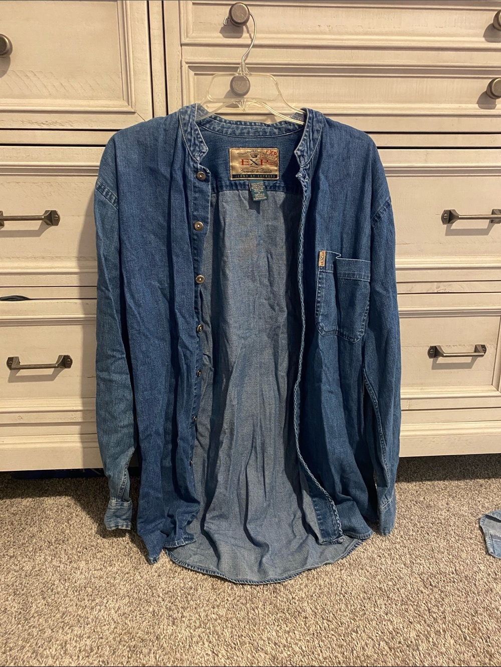 Vintage Gold Tag Express Blue Denim Shirt Jacket - Button Front Lightweight